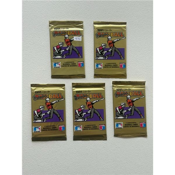 1991 OPC Premier Baseball Wax Packs (5 Unopened Packs)