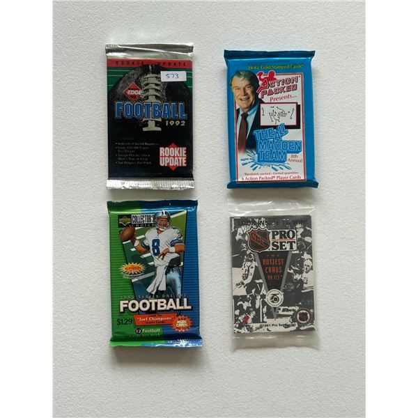 Four Assorted Unopened Football Card Packages