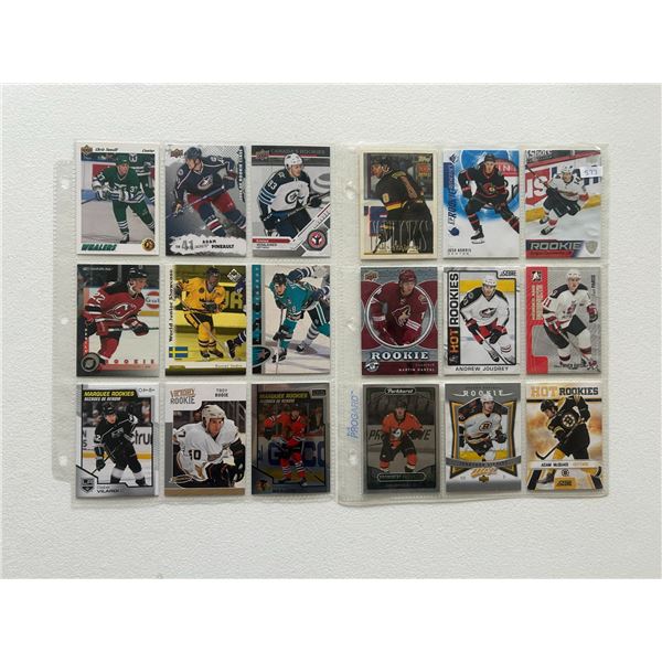 Assorted Rookie Cards - 2 Sheets (18 Hockey Cards)
