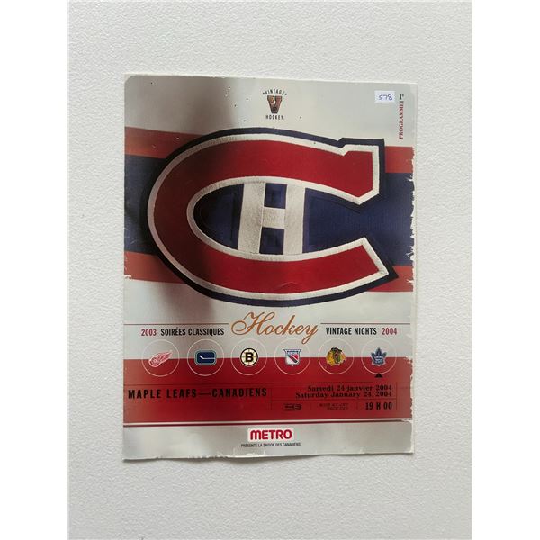Montreal Canadians - 2004 Vintage Nights Program
