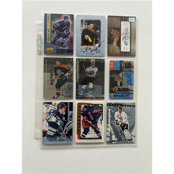 Autographed Hockey Cards - 1 Sheet (9 Hockey Cards)