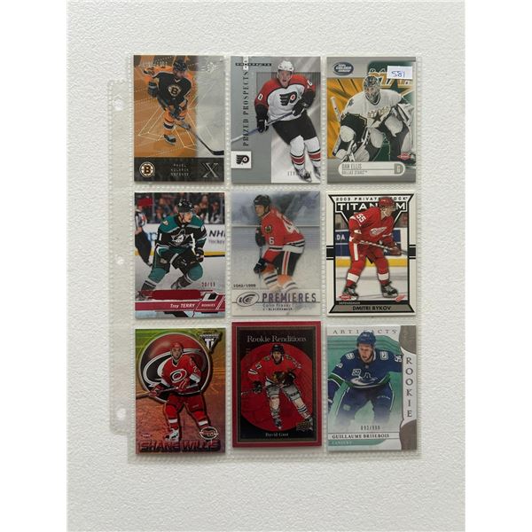 Serial Numbered Rookie Cards - 1 Sheet (9 Hockey Cards)