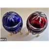 Image 2 : 601. 2 - Cut glass crystal Bohemian eggs, 24k gold plated stand, 4 3/4 in. tall