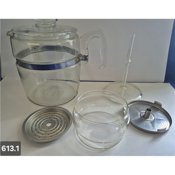 613. Pyrex 9-cup coffee percolator - no damage