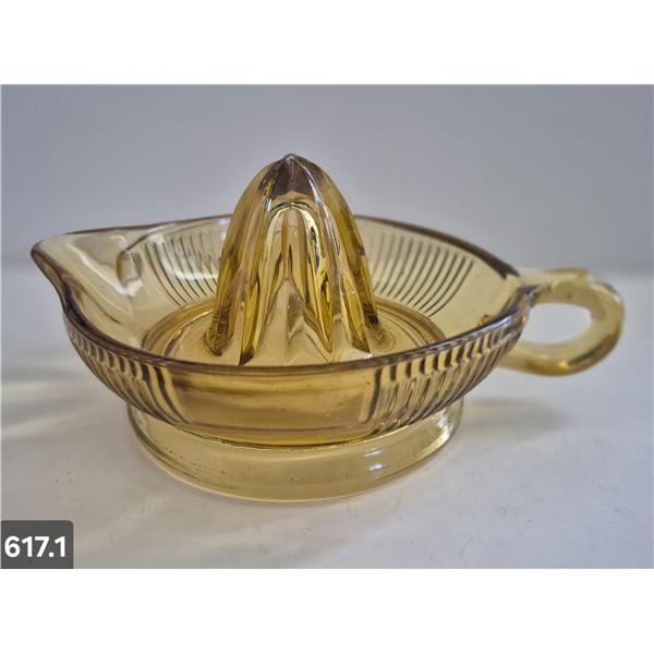 617. Large amber depression glass juicer - no damage