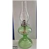 Image 4 : 618. Uranium glass green depression glass oil lamp - perfect condition, really glows!