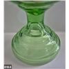 Image 6 : 618. Uranium glass green depression glass oil lamp - perfect condition, really glows!