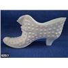 Image 1 : 620. Fenton signed milk glass hobnail glass shoe - no damage
