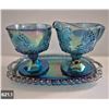 Image 1 : 621. Indiana Glass creamer, sugar, & tray carnival glass - no damage