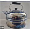 Image 1 : 624. Antique nickel-plated copper homesteader cookstove hot water kettle - dent on 1 side