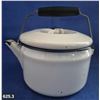 Image 3 : 625. Antique white & black enamelled cook stove hot water kettle - great shape, couple chips