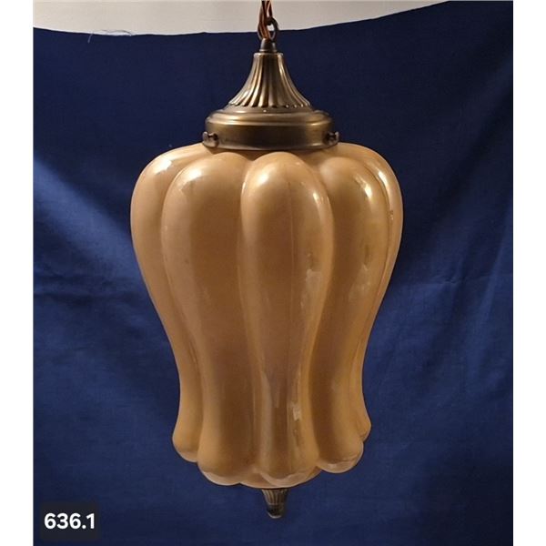 636. MCM hanging electric swag lamp, with long cord - good condition, needs cleaning