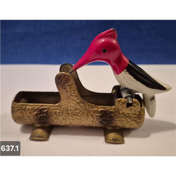 637. Cast iron MCM 1950s woodpecker toothpick holder