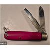 Image 3 : 640. Red pocket (jack) knife, 2-blade, made by Ulster, New York - good condition