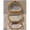 Image 3 : 643. Porcelain hand-painted miniature purse (handbag) - 22k gold trim, 3 x 3 1/2 inches tall - no da