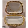 Image 3 : 646. Porcelain hand-painted miniature purse (handbag) - 22k gold trim, 3 x 2 1/2 inches tall - no da