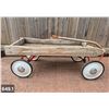 Image 1 : 649. 1950s child's wooden and steel wagon - good and solid, wheels great, needs re-varnishing - 40 i