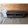 Image 1 : TV stand and rolling plastic cabinet- both have some damage on them - top loose on TV stand