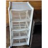 Image 5 : TV stand and rolling plastic cabinet- both have some damage on them - top loose on TV stand