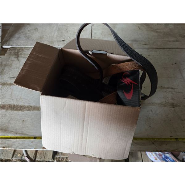 Box full of belts- sizes vary