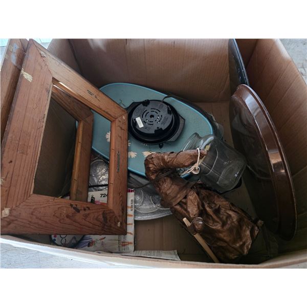 Lot of misc items, pans, statue