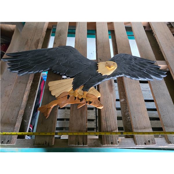 Wood eagle wall décor- 38"L