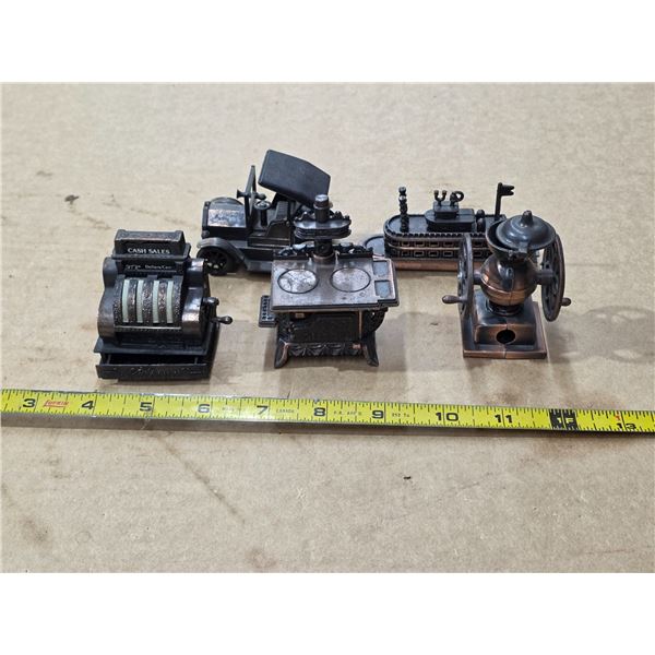 Diecast model pencil sharpener- cash register, spinning wheel