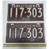 Image 1 : 1930 Saskatchewan License Plate. (In Pair)