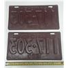 Image 2 : 1930 Saskatchewan License Plate. (In Pair)