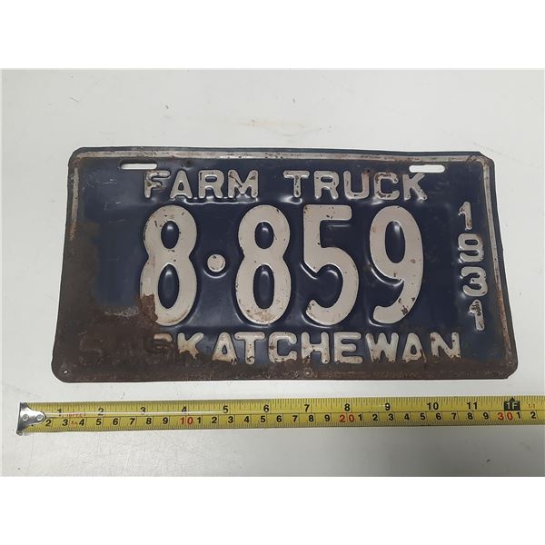 1931 Saskatchewan License Plate. (Farm Truck)
