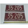 Image 1 : 1934 Saskatchewan License Plate. (In Pair)