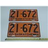 Image 1 : 1942 Saskatchewan License Plate. (In Pair)