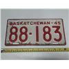 Image 1 : 1945 Saskatchewan License Plate.