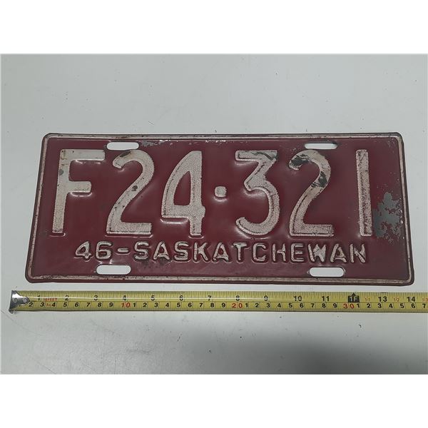 1946 Saskatchewan License Plate.