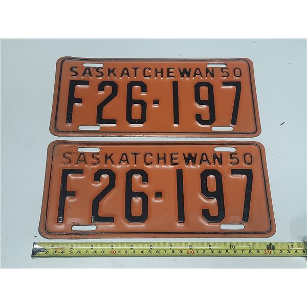 1950 Saskatchewan License Plate. (In Pair)