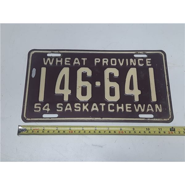 1954 Saskatchewan License Plate. (Wheat Province)