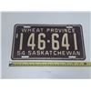 Image 1 : 1954 Saskatchewan License Plate. (Wheat Province)