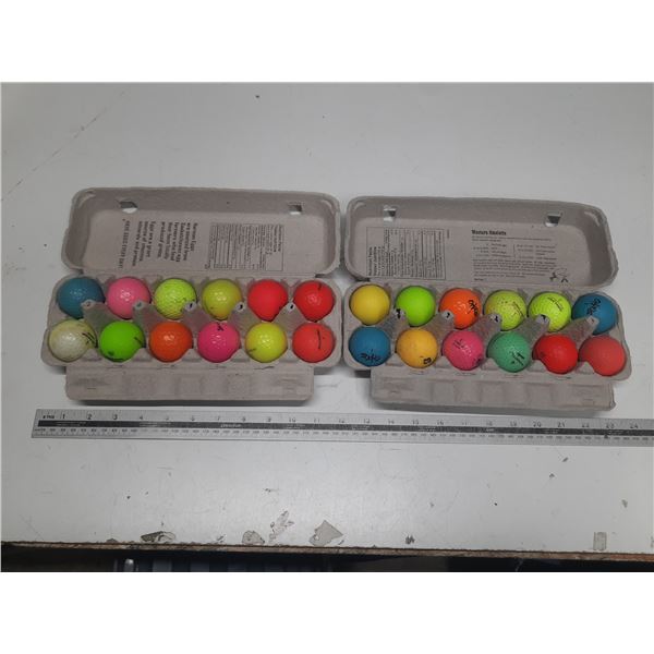 Two Box of Dozen Colored Golf Balls.