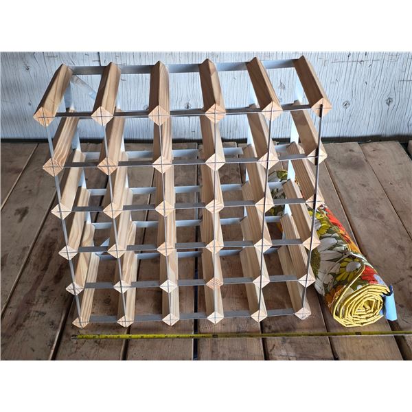 Wine rack and table cloth- 20" by 20"