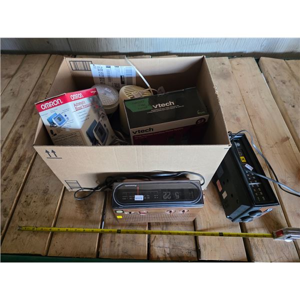 Box of misc items- alarm clocks