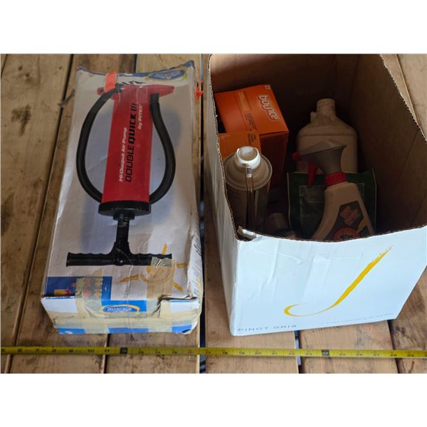 Household chemicals and air pump