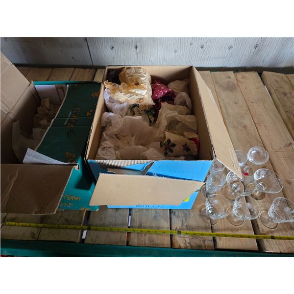 2 boxes of misc glassware