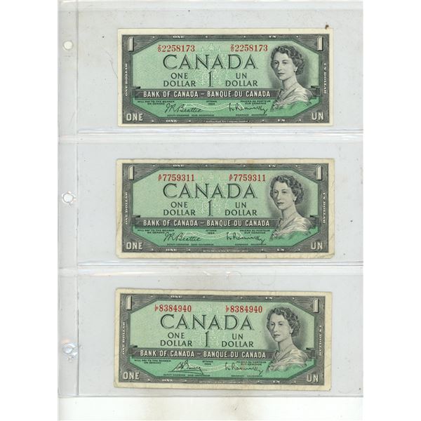 (6) 1954 Canada One Dollars.