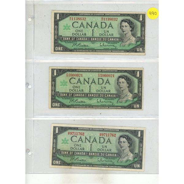 (3) 1967 Canada One Dollars.