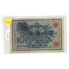 Image 1 : Germany – Empire. 1908 100 Mark Reichsbanknote. Fine with piece missing.