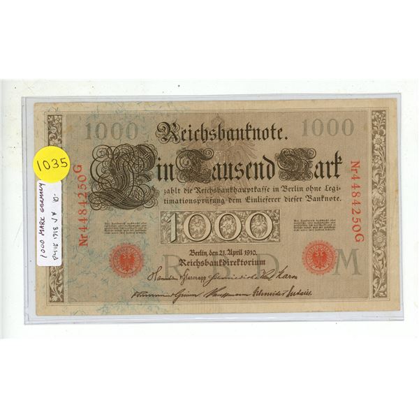 Germany – Empire. 1910 1000 Mark Reichsbanknote. VF.