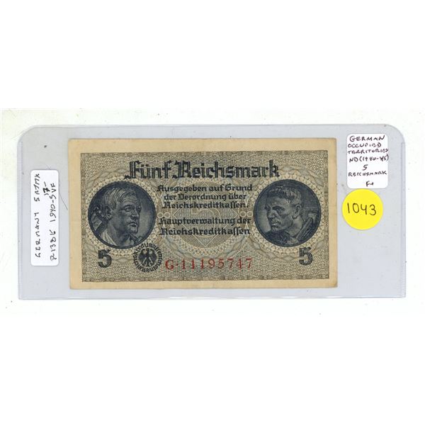 Germany – Nazi Third Reich. Issued in German occupied territories during World War II. ND (