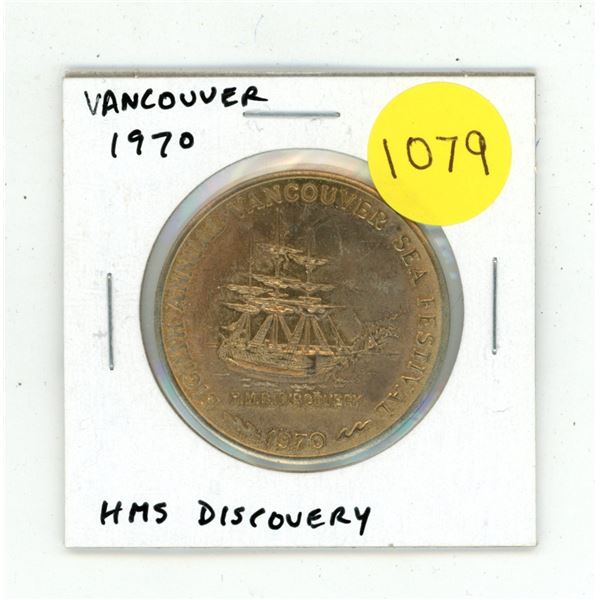 1970 Vancouver Sea Festival Trade Dollar featuring HMS Discovery. Uncirculated.