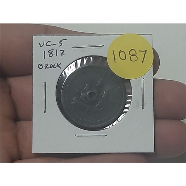 Upper Canada. 1812 Issac Brock Pre-Confederation Token. LC-5.  Good but holed.