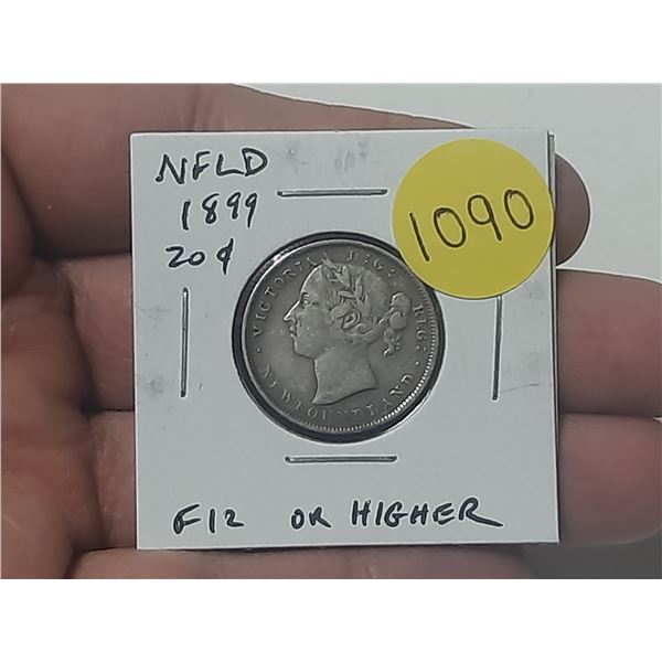 Newfoundland. 1899 Silver 20 Cents. Fine12 or higher.